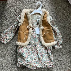 Haute Hippie 4T dress and faux fur vest NWT